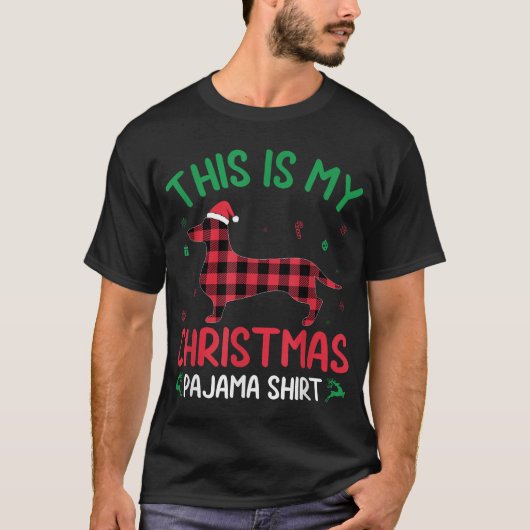 T-shirt Red Plaid Ugly This Is My Dachshund Dog Christmas (Devant)
