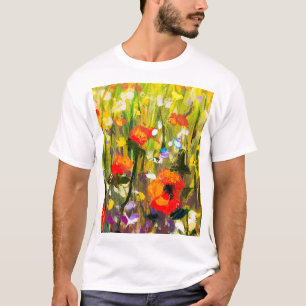 T-shirt Red Poppies Champ peinture Abstraite