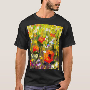 T-shirt Red Poppies Champ peinture Abstraite