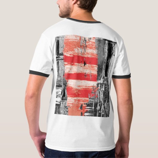T-Shirt – Red Pulse Abstract Design (Achterkant volledig)