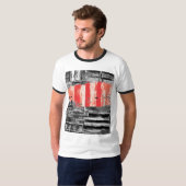 T-Shirt – Red Pulse Abstract Design (Voorkant volledig)