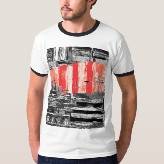 T-Shirt – Red Pulse Abstract Design (Voorkant)