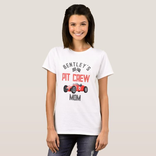 T-shirt Red Race Pit Crew Maman Birthday Shirt (Devant entier)