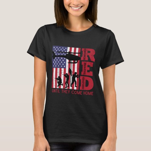 T-shirt Red Rappelez-vous tous déployé Drapeau Hélicoptère (Devant)