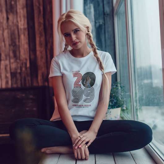 T-shirt Red Retro Big Numbers Classe de photo senior