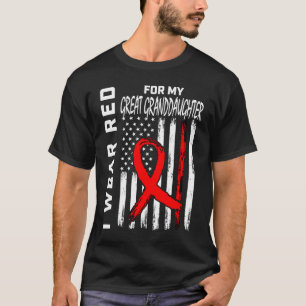 T-shirt Red Ribbon Great Grandgirl Maladie cardiaque Aware