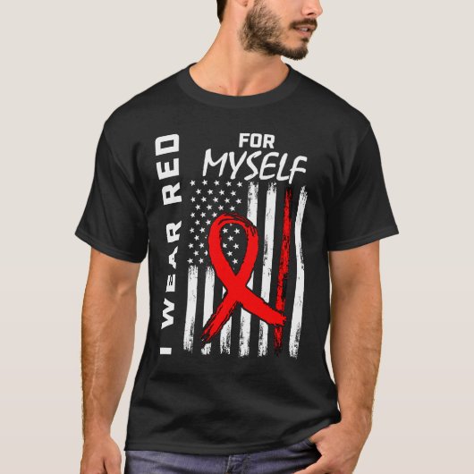 T-shirt Red Ribbon Myself Me Heart Disease Awareness Ameri (Devant)