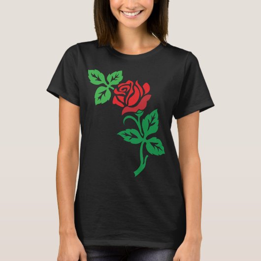 T-shirt Red Rose Flower Design – Classic Floral Beauty (Devant)