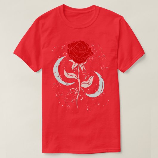 T-shirt Red Rose Moon Goth Gothique Halloween (Design devant)