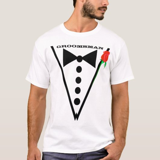 T-shirt Red Rose Wedding Party Groomsman ou Best Man (Devant)