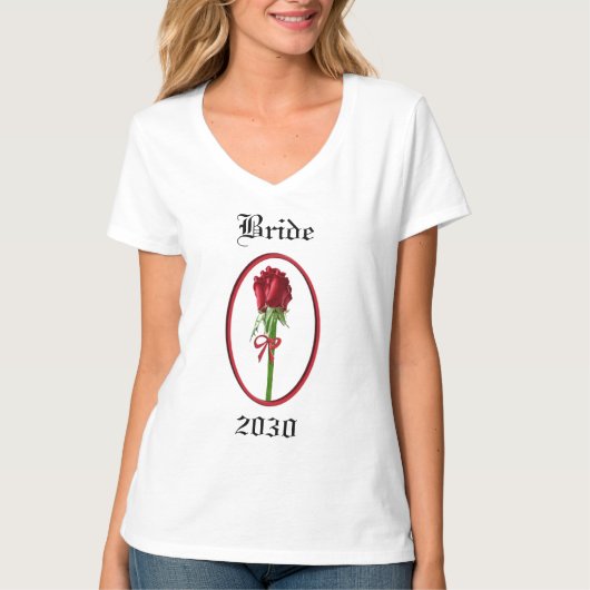 T-shirt Red Roses Bride Changer à l'année en cours (Devant)