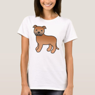 T-shirt Red Staffordshire Bull Terrier Dessin Chien