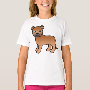 T-shirt Red Staffordshire Bull Terrier Dessin Chien