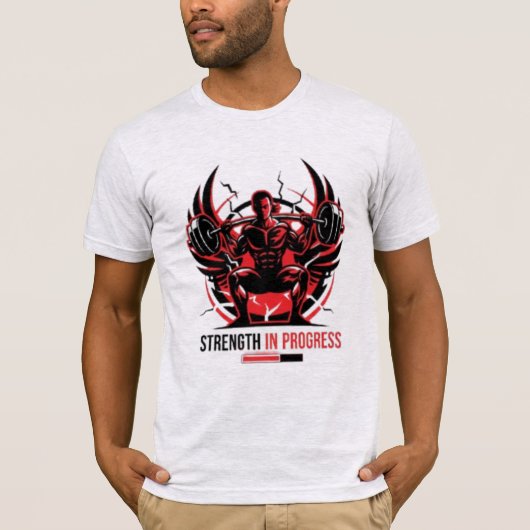 T-shirt Red Strength In Progress - Heavy Squat Gym Motivat (Devant)