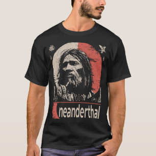 T-shirt Red Sun Neandertal   Art Ancien