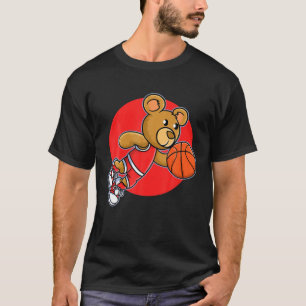 T-shirt Red Teddy Bear Jouer Basketball Sport Femmes hom