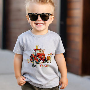 T-shirt Red Tractor Farm Animaux Nom Modèle