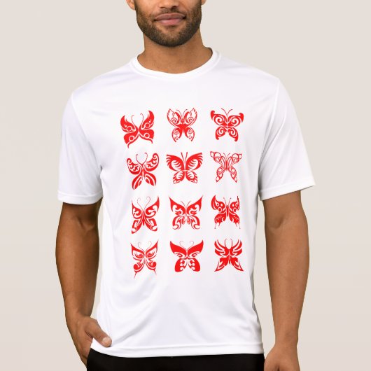 T-shirt Red Tribal Butterfly Ornamental (Devant)