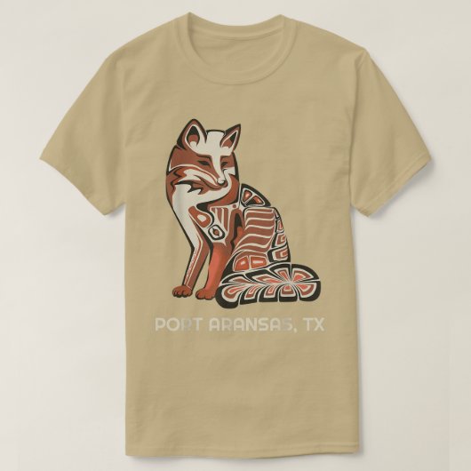 T-shirt Red Tribal Fox Aransas Native American Arwork Sty (Design devant)