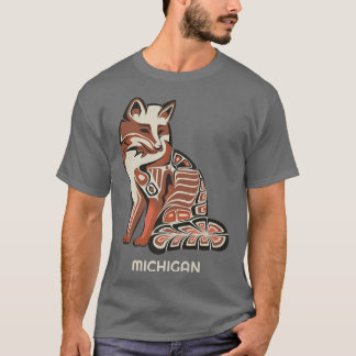 T-shirt Red Tribal Fox Michigan Native American Artwork St