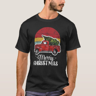 T-shirt Red Truck Christmas Pj Costume Party Vintage Red T