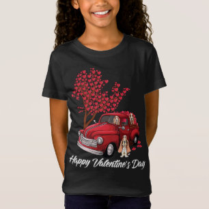 T-Shirt Red Truck Happy Valentines Day Basset Hound chien