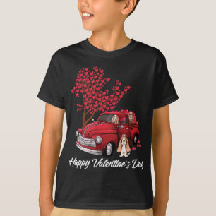 T-shirt Red Truck Happy Valentines Day Basset Hound chien