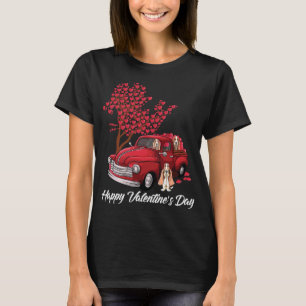 T-shirt Red Truck Happy Valentines Day Basset Hound chien