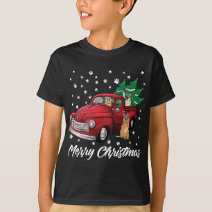 T-shirt Red Truck Merry Christmas Tree German Shepherd chi