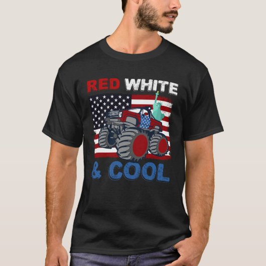 T-shirt Red White 4 juillet Cool Monster Truck USA Ameri (Devant)