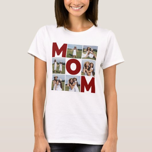 T-shirt Red & White 6 Photo Collage Maman Femmes (Devant)