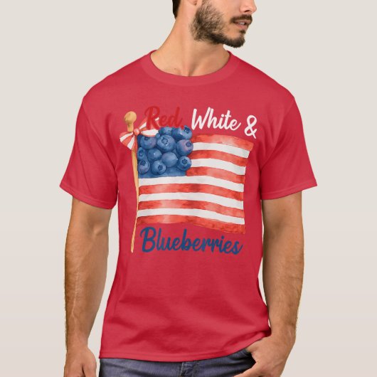 T-shirt Red White and Blueberries Patriot Freedom American (Devant)