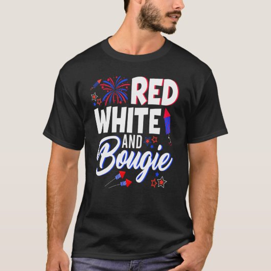 T-shirt Red White And Bougie 4th Of July American Independ (Devant)