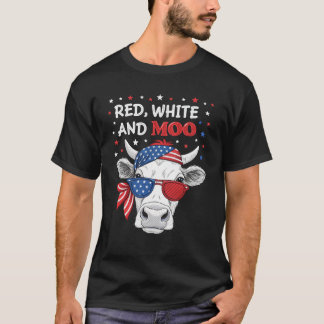 T-shirt Red White and Moo Patriotic Cow 4th of July Tee