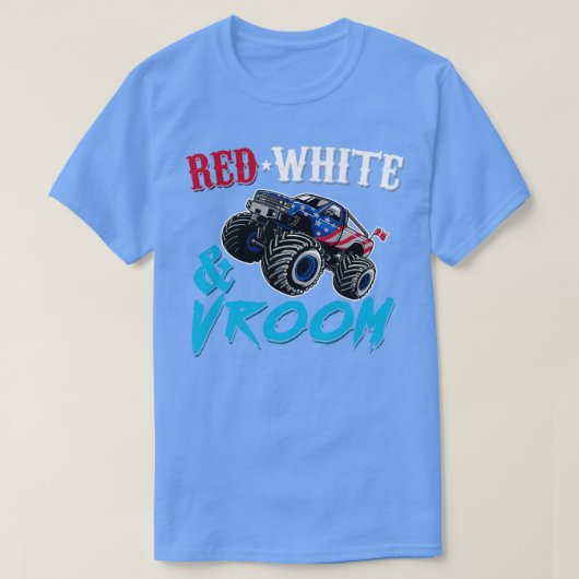 T-shirt Red White And Vroom Monster Truck American Flag Cl (Design devant)