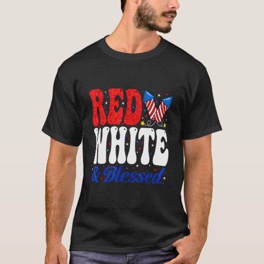 T-shirt Red White Blessed 4Th Of July Patriotic (Devant)