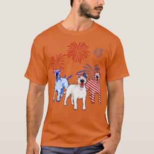 T-shirt Red White Blue Bull Terrier Drapeau Américain 4e D