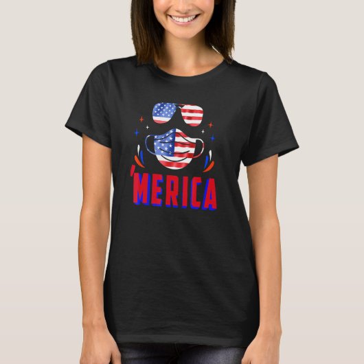 T-shirt Red White Blue Stars and Stripes 4 juillet Merica (Devant)