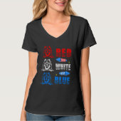 T-shirt Red White Blue Three Cute Chow Chow 4th July Ameri (Devant)