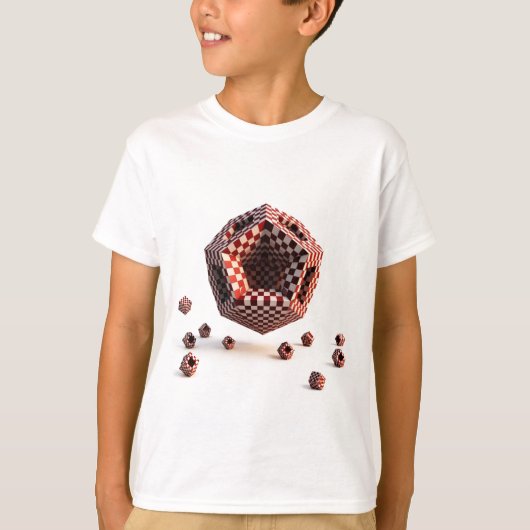 T-shirt Red & White Checkerboard Geometric Objects (Devant)