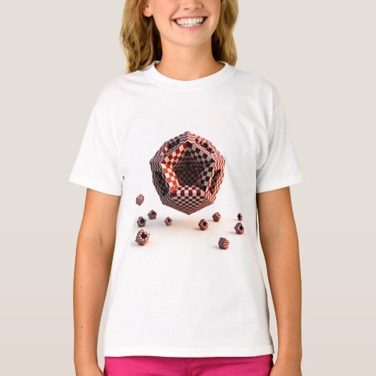 T-shirt Red & White Checkerboard Geometric Objects (Devant)