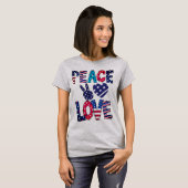 T-shirt Red White et Blue Peace Love (Devant entier)