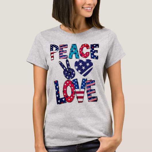 T-shirt Red White et Blue Peace Love (Devant)