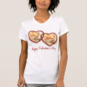 T-shirt Red White Gold Heart Joyeux Jour des Valentines