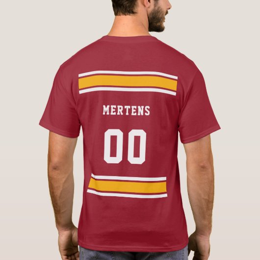 T-shirt Red Yellow White Sports Jersey Nom de l'équipe Uni (Dos)