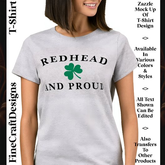 T-shirt Redhead Pride, Shamrock irlandais, Custom, 10 Para