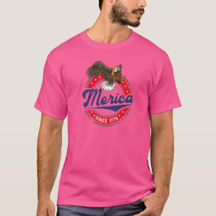 T-shirt Redneck 4 juillet Merica depuis 1776 Eagle Mullet