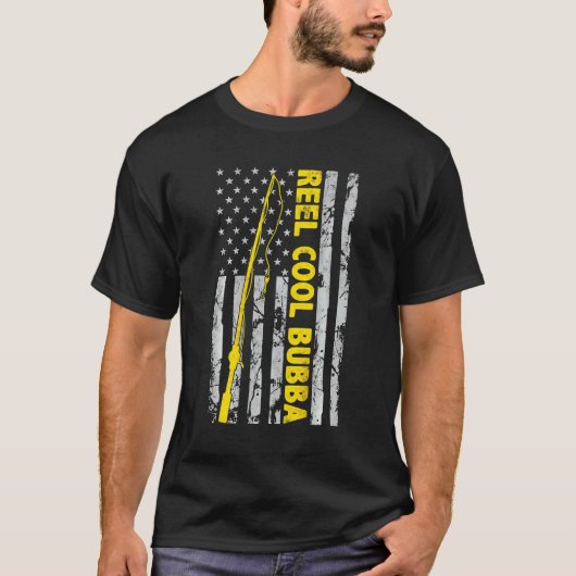 T-shirt Reel Cool Bubba Fishing American Flag Fishman B (Devant)