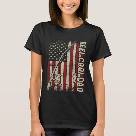 T-shirt Reel Cool Dad American Flag Fishing Christmas (Devant)