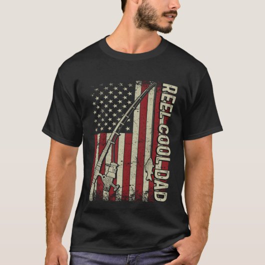 T-shirt Reel Cool Dad American Flag Fishing Christmas (Devant)